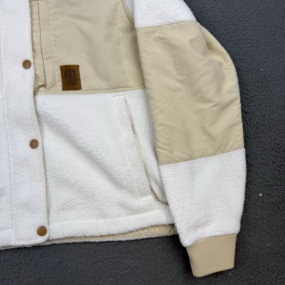 Topo Designs Summit Rise Jacket Womens Medium White Full Zip Fleece Sherpa - Picture 2 of 9